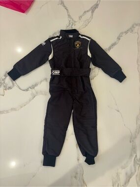 Lamborghini Kids Black Racing One-Piece Bodysuit with White Accents